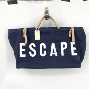 Forestbound Bag Blue Canvas Brown Leather Handles Buckle Weekender Tote Escape